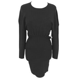 7 For All Mankind Split Back Dress Knit Mid Length Dress Black Size XS NWOT